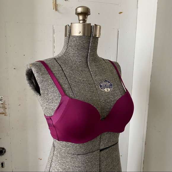 Maidenform Raspberry Purple Satin Demi Underwire Padded Push Up Bra - Picture 5 of 11